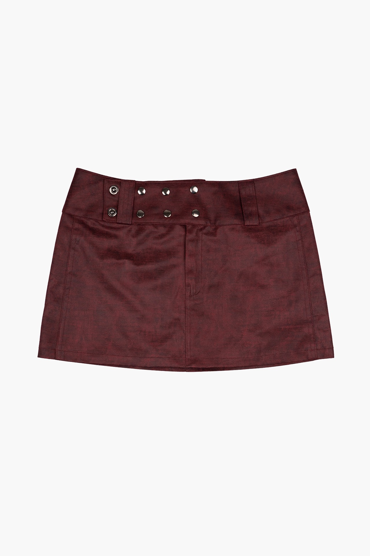LOW-RISE VINTAGE LEATHER SKIRT WINE